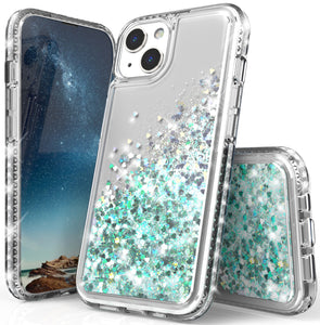 Clear Liquid Sand Glitter Waterfall Case Cover for iPhone 13 Mini