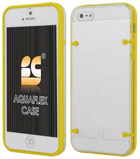 YELLOW CLEAR AQUAFLEX HARD CASE SOFT TPU COVER SKIN FOR iPHONE 5 5s SE (2016)
