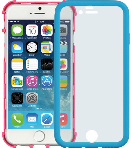 BLUE PINK WRAP CASE COVER BUILT-IN LCD SCREEN GUARD PROTECTOR FOR iPHONE 6  4.7