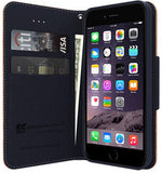 BROWN NAVY INFOLIO WALLET CREDIT CARD ID CASH CASE STAND FOR iPHONE 6 PLUS 5.5"