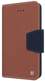 BROWN NAVY INFOLIO WALLET CREDIT CARD ID CASH CASE STAND FOR iPHONE 6 PLUS 5.5"