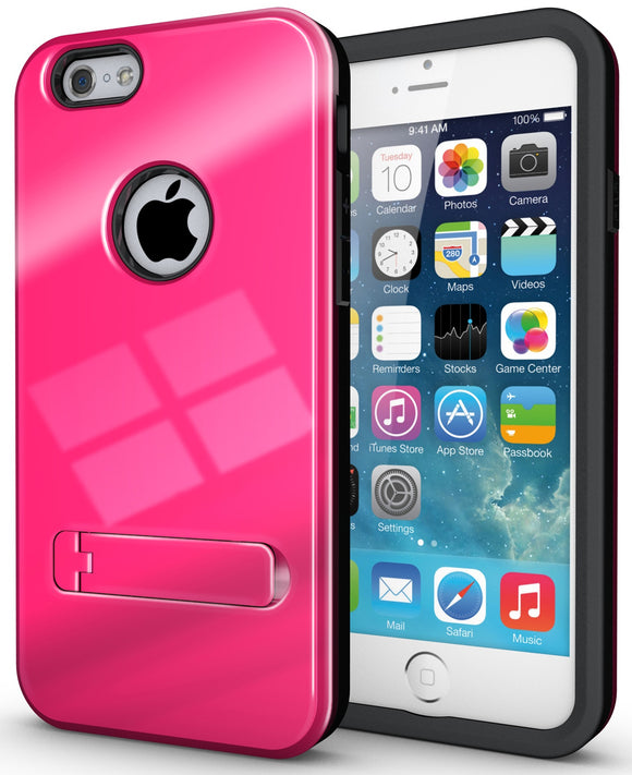 HOT PINK SLIM TOUGH SHIELD GLOSSY ARMOR HYBRID CASE COVER SKIN FOR iPHONE 6 4.7