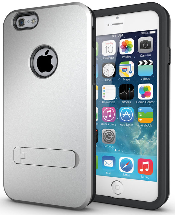 SILVER SLIM TOUGH SHIELD MATTE ARMOR HYBRID CASE COVER SKIN FOR iPHONE 6 (4.7