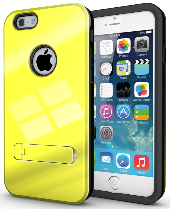 YELLOW SLIM TOUGH SHIELD GLOSSY ARMOR HYBRID CASE COVER SKIN FOR iPHONE 6 (4.7