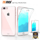 Tri-Max Clear Screen Guard TPU Full Body Wrap Case Cover for iPhone 8, iPhone 7