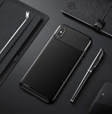 Black Carbon Fiber Flex TPU Gel Skin Case Cover for Apple iPhone X Xs 10 10s