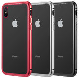 Magnetic Snap Case Cover Clear Hard Tempered Glass Back for iPhone Xs, iPhone X