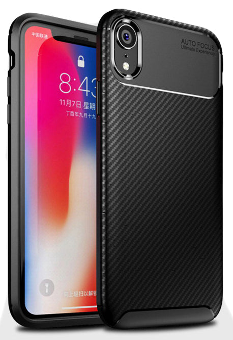 Black Carbon Fiber Flex TPU Gel Skin Case Cover for Apple iPhone