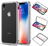 Magnetic Snap Case Cover Clear Hard Tempered Glass Back for iPhone XR (10R) 6.1"
