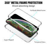 Magnetic Snap Case Cover Clear Hard Tempered Glass Back for iPhone XR (10R) 6.1"