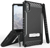 Tri-Shield Rugged Case Cover Metal Stand + Wrist Strap for Apple iPhone Xs Max