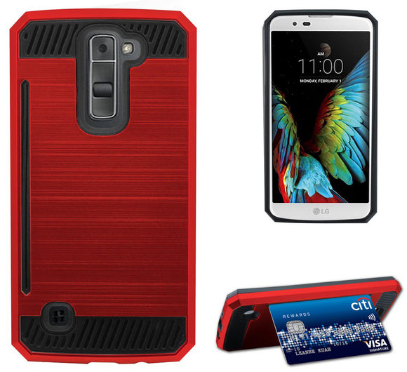 RED RUGGED TPU RUBBER HARD SHELL CASE STAND COVER FOR LG K7 and LG TRIBUTE 5