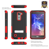 RED RUGGED TRI-SHIELD SOFT RUBBER SKIN HARD CASE COVER STAND FOR LG TRIBUTE 5 K7