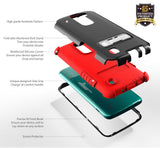 RED RUGGED TRI-SHIELD SOFT RUBBER SKIN HARD CASE COVER STAND FOR LG TRIBUTE 5 K7