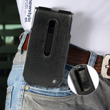 Black Vegan Leather Case with Belt Clip for LG Classic Flip Phone (L125DL)