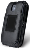 Black Vegan Leather Case with Belt Clip for Consumer Cellular Link II 2 Phone