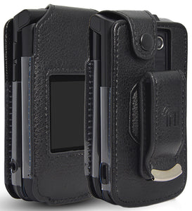 Black Vegan Leather Case with Belt Clip for Verizon Orbic Journey V Flip Phone