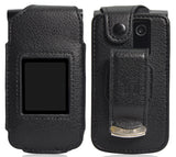 Black Vegan Leather Case with Belt Clip for Verizon Orbic Journey V Flip Phone