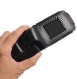 Black Vegan Leather Case with Belt Clip for TeleEpoch AT&T Cingular Flip M3620