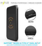 BLACK QI WIRELESS CHARGER PAD 8000mAh PORTABLE BATTERY POWER BANK FOR CELL PHONE