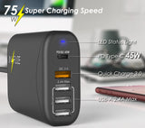 5-Port Charging Station 75W Quick Charge 3.0 USB Type-C for Sonim XP5s XP8