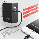 2-Port Travel AC Wall Charger 45W Quick Charge 3.0 USB Type-C for Cell Phone