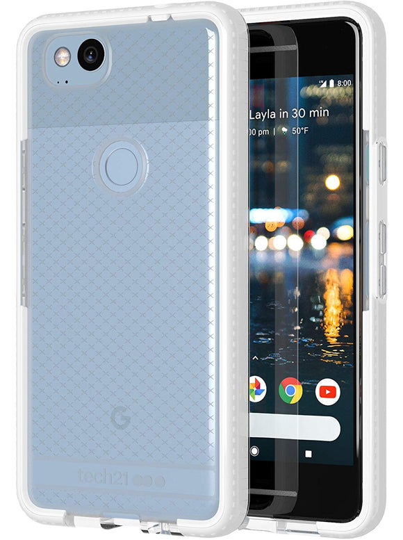 Tech21 White Clear EVO Check Anti-Shock Case TPU Cover for Google Pixel 2