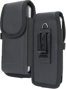 Black Leather Case Pouch Belt Clip Harness Loop for iPhone 15 14 13 12 XR Phone