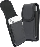 Black Leather Case Pouch Belt Clip Harness Loop for iPhone 15 14 13 12 XR Phone