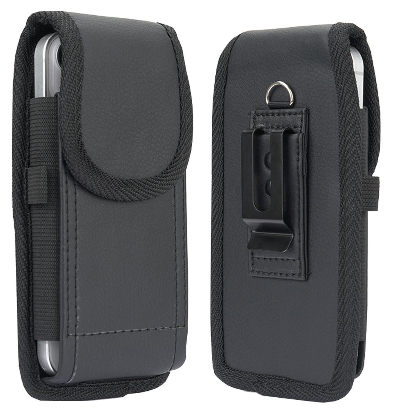 Black Leather Case Pouch Belt Clip Harness Loop for iPhone 15 14 13 12 Nakedcellphone