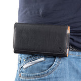 Black Leather Case Pouch Belt Loop Clip for Cricket Debut Flip, Cingular Flip 4