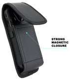 Black Leather Case Pouch Belt Loop Clip for Sonim XP10, DuraForce Ultra 5G