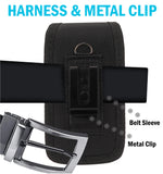 Black Canvas Case Pouch Belt Loop Clip for CAT S22 Flip, Sonim XP3 Plus XP3900