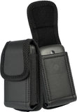 Black Leather Case Pouch Belt Loop Clip for Alcatel Go Flip, MyFlip, Quickflip
