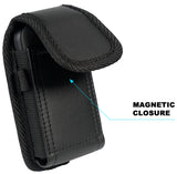 Black Leather Case Pouch Belt Clip for Alcatel MyFlip 2 A406DL, Nokia 2720 V
