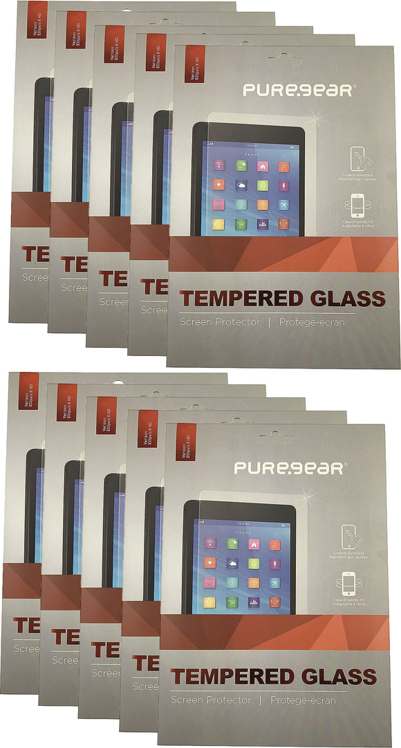 10x PureGear Tempered Glass 9H Screen Protector for Ellipsis 8 HD, GizmoTab