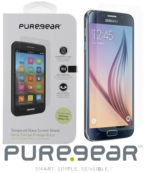 3x PureGear Tempered Glass 9H Screen Protector Crack Saver for Samsung Galaxy S6