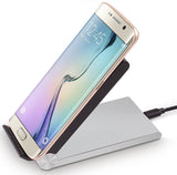 SILVER BLACK 3-COIL QI WIRELESS CHARGER PAD FOLDING ADJUSTABLE STAND FOR PHONE