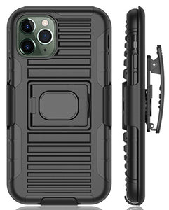 Black Rugged Grip Case with Stand + Belt Clip Holster for iPhone 11 Pro Max