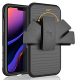 Black Rugged Grip Case with Stand + Belt Clip Holster for iPhone 11 Pro Max