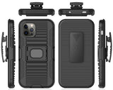 Black Rugged Grip Case with Ring Stand and Belt Clip for Apple iPhone 12 Pro Max