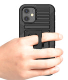 Black Rugged Case with Stand + Belt Clip + Magnetic Car Mount for iPhone 12 Mini