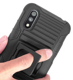 Black Rugged Grip Case Cover Stand + Belt Clip Holster for Samsung Galaxy A01