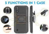 Black Rugged Grip Case Cover Stand + Belt Clip Holster for Samsung Galaxy A01