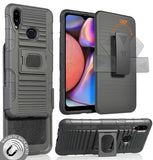 Black Rugged Grip Case with Stand + Belt Clip Holster for Samsung Galaxy A10s