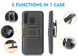 Black Rugged Case Cover Belt Clip and Magnetic Car Mount for Samsung Galaxy A21