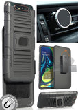 Black Rugged Case + Belt Clip + Magnetic Car Mount for Samsung Galaxy A80