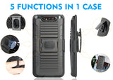 Black Rugged Grip Case with Stand + Belt Clip Holster for Samsung Galaxy A80