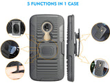 Black Case + Belt Clip + Magnetic Car Mount for Motorola Moto E5 Play/Cruise