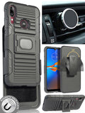 Black Rugged Case Belt Clip Magnetic Car Mount for Motorola Moto E6 Plus, E6+